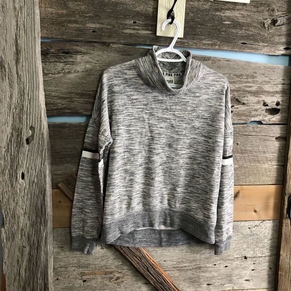 PINK Victoria's Secret Tops - 𝅺PINK Victoria's Secret Size Small Light Grey Cowl Neck Sweatshirt